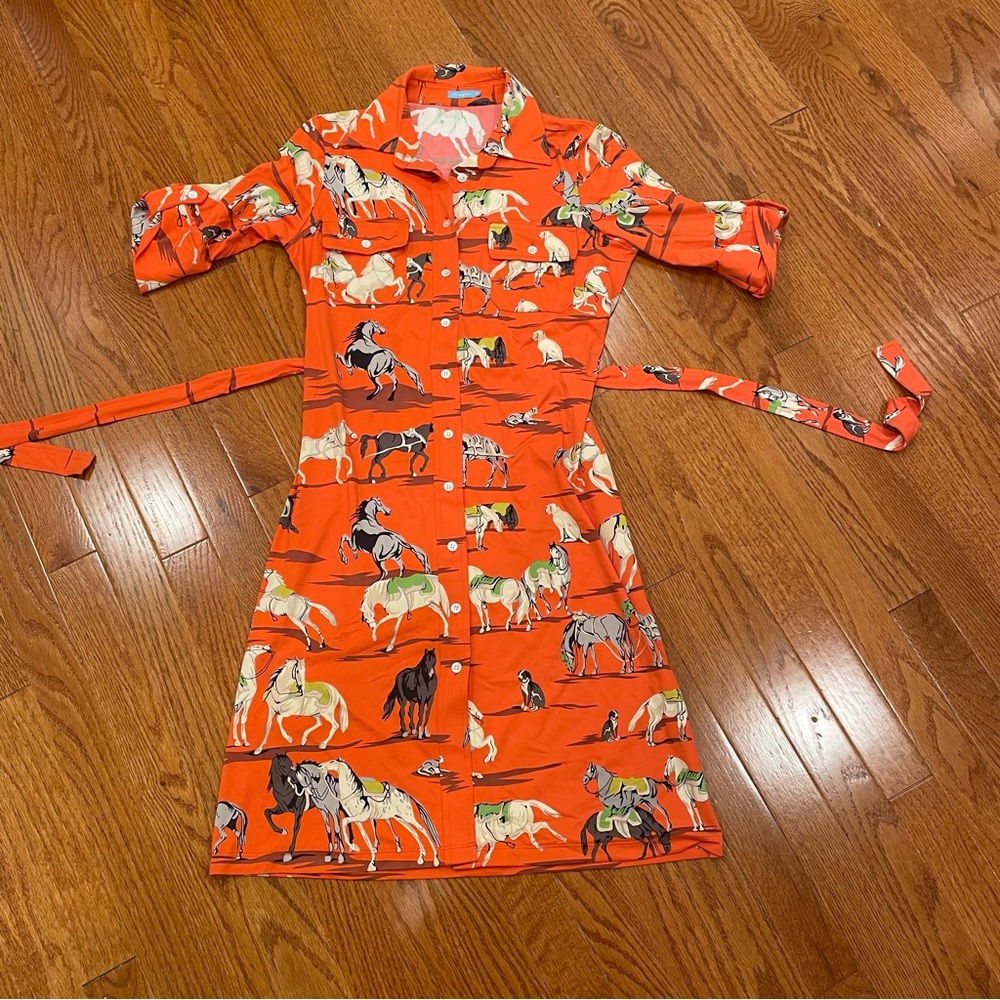 J. McLaughlin Vintage Look Horse Shirt Dress XS